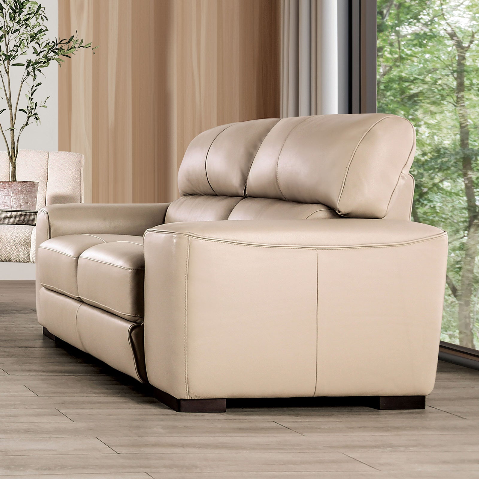 Marsicano Taupe Real Italian Leather Living Room Set