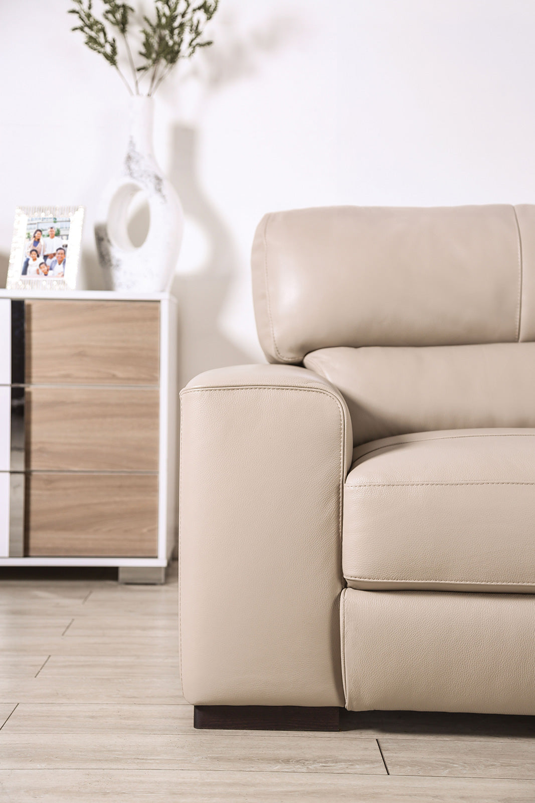 Marsicano Taupe Real Italian Leather Living Room Set