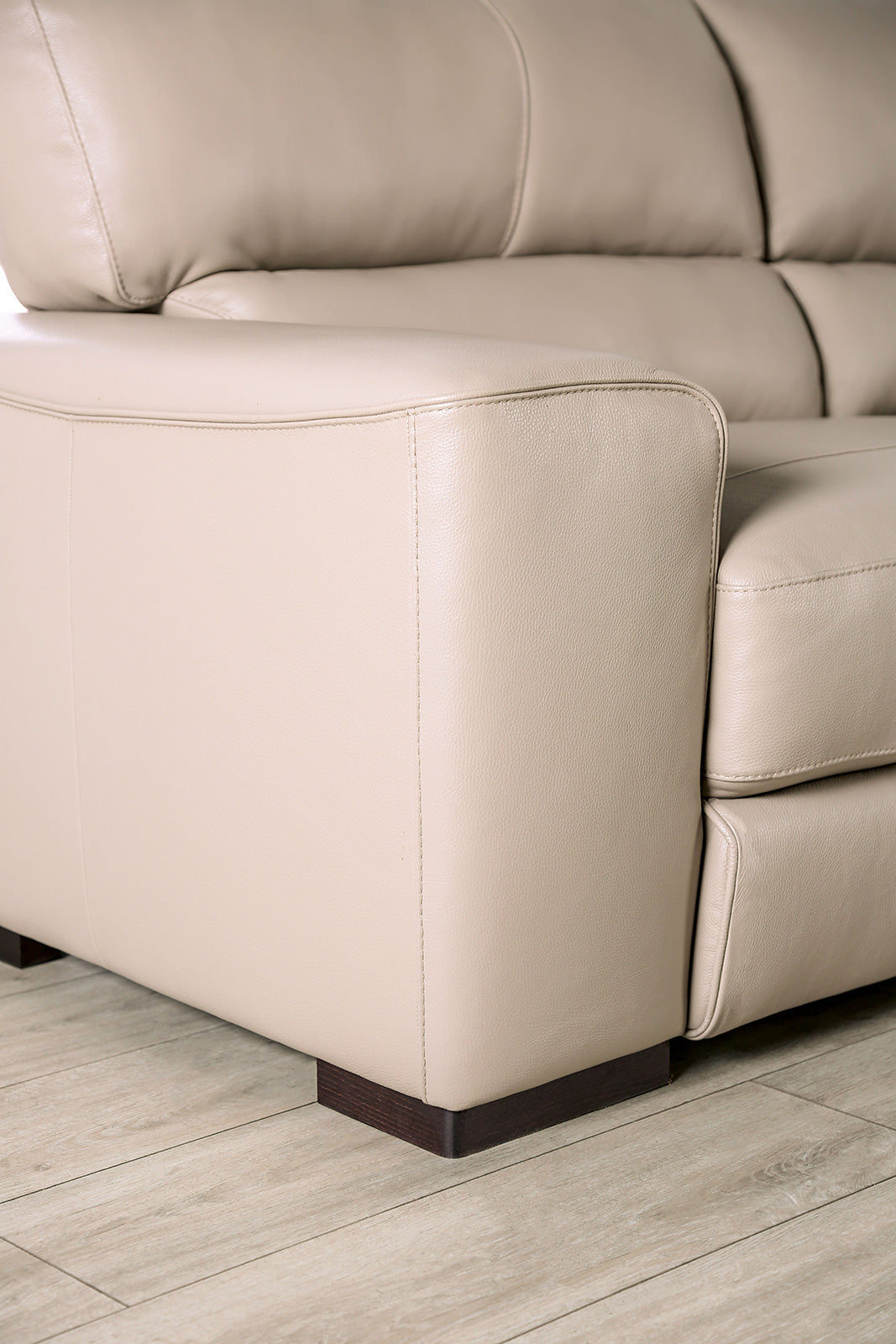 Marsicano Taupe Real Italian Leather Living Room Set