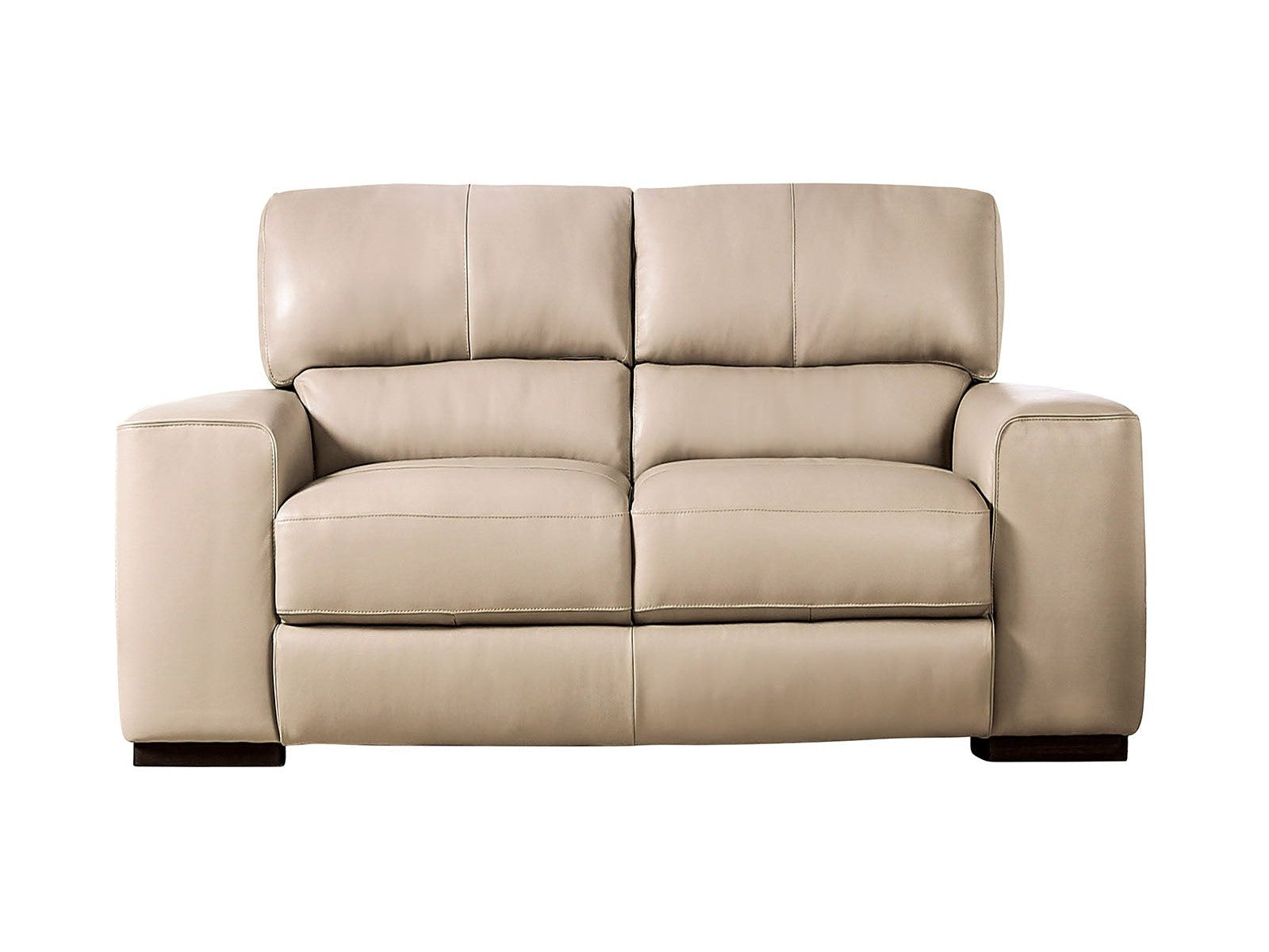 Marsicano Taupe Real Italian Leather Loveseat