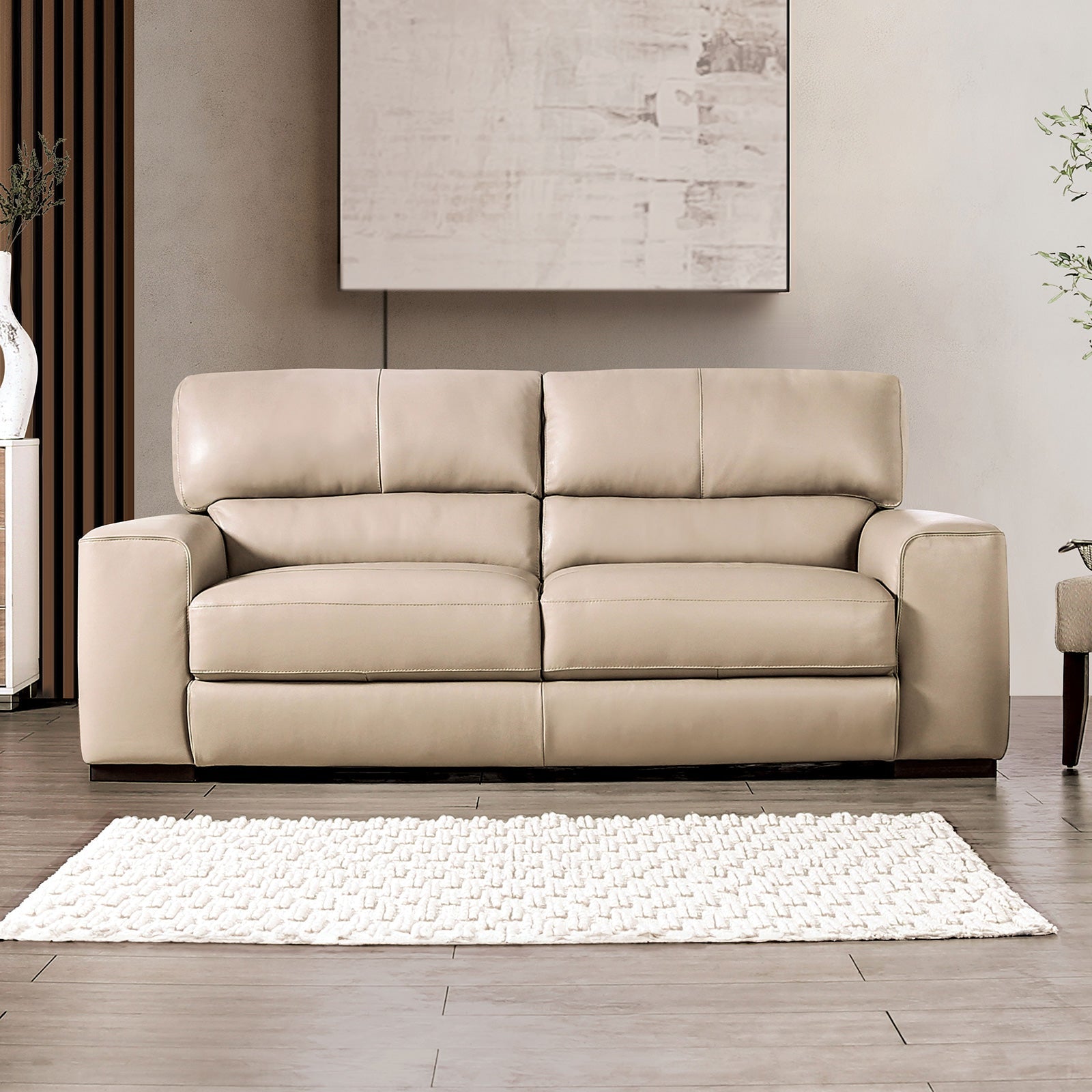 Marsicano Taupe Real Italian Leather Sofa