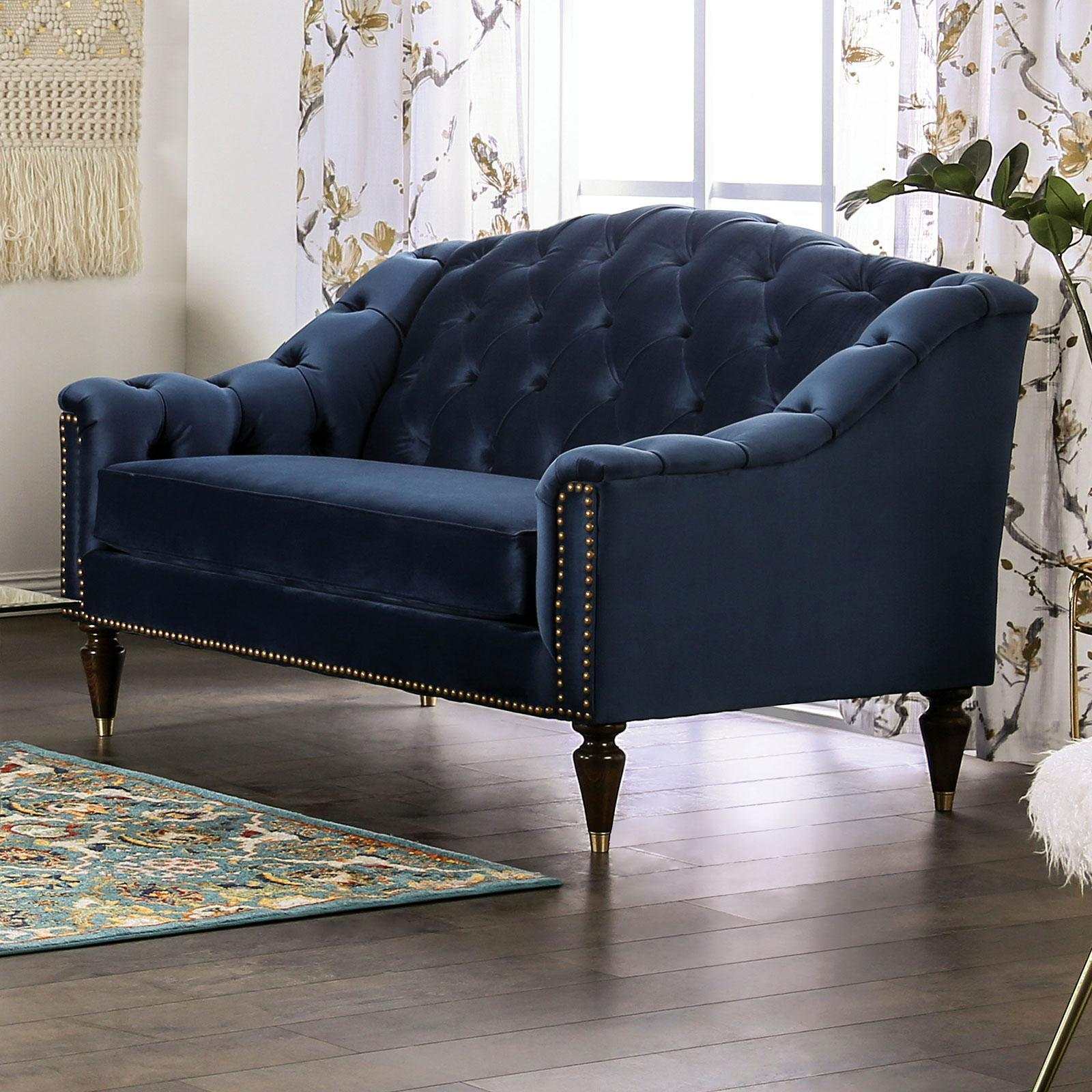 Martinique Blue Stationary Sofa & Loveseat 2pc