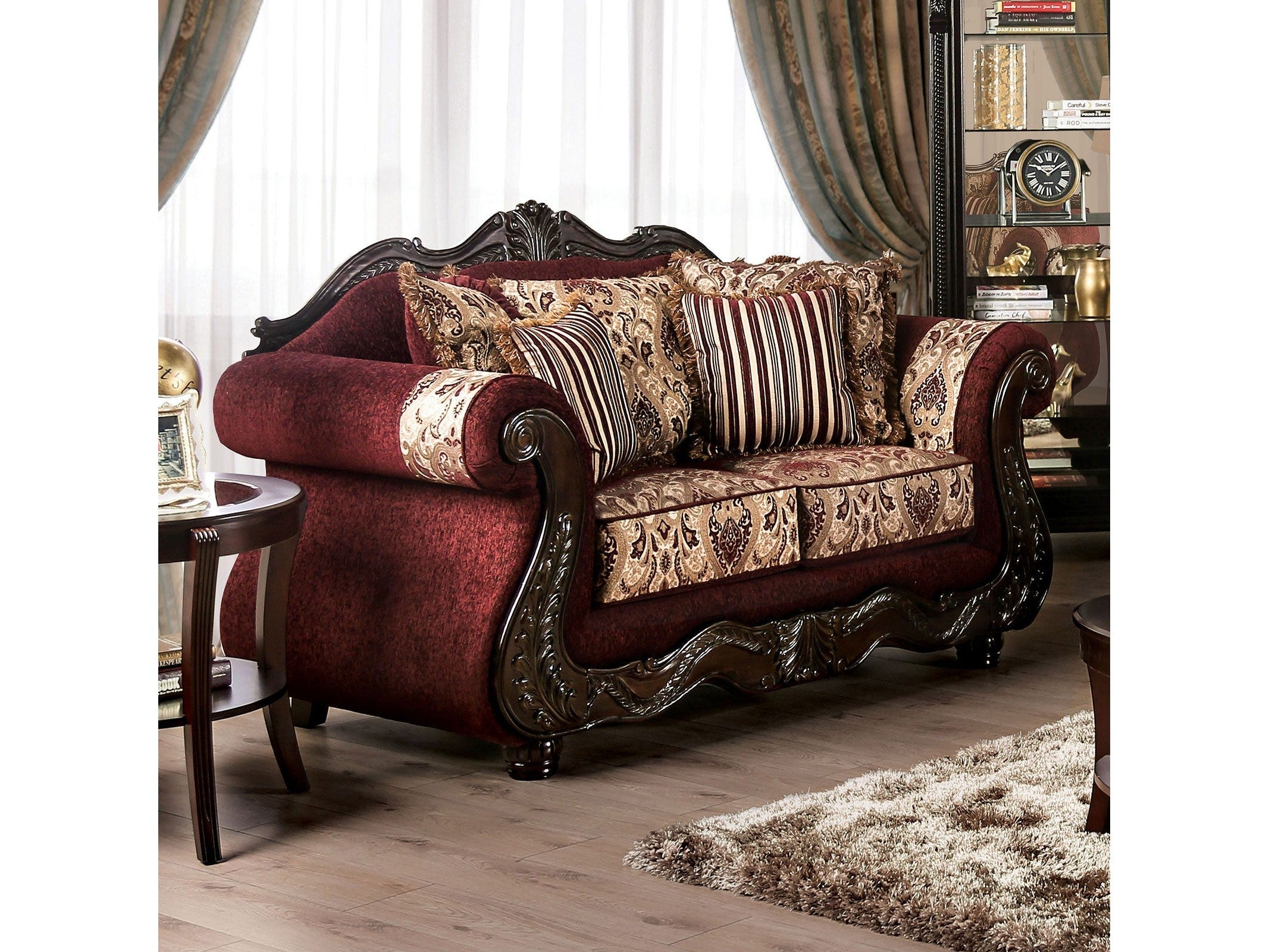 Matteo Burgundy/Brown Loveseat