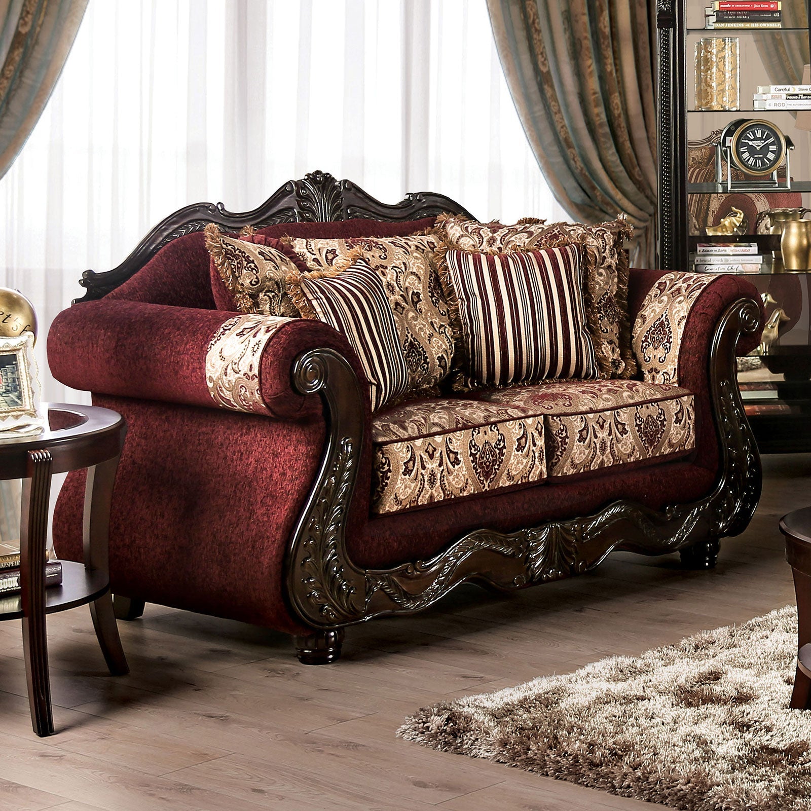 Matteo Burgundy/Brown Sofa & Loveseat