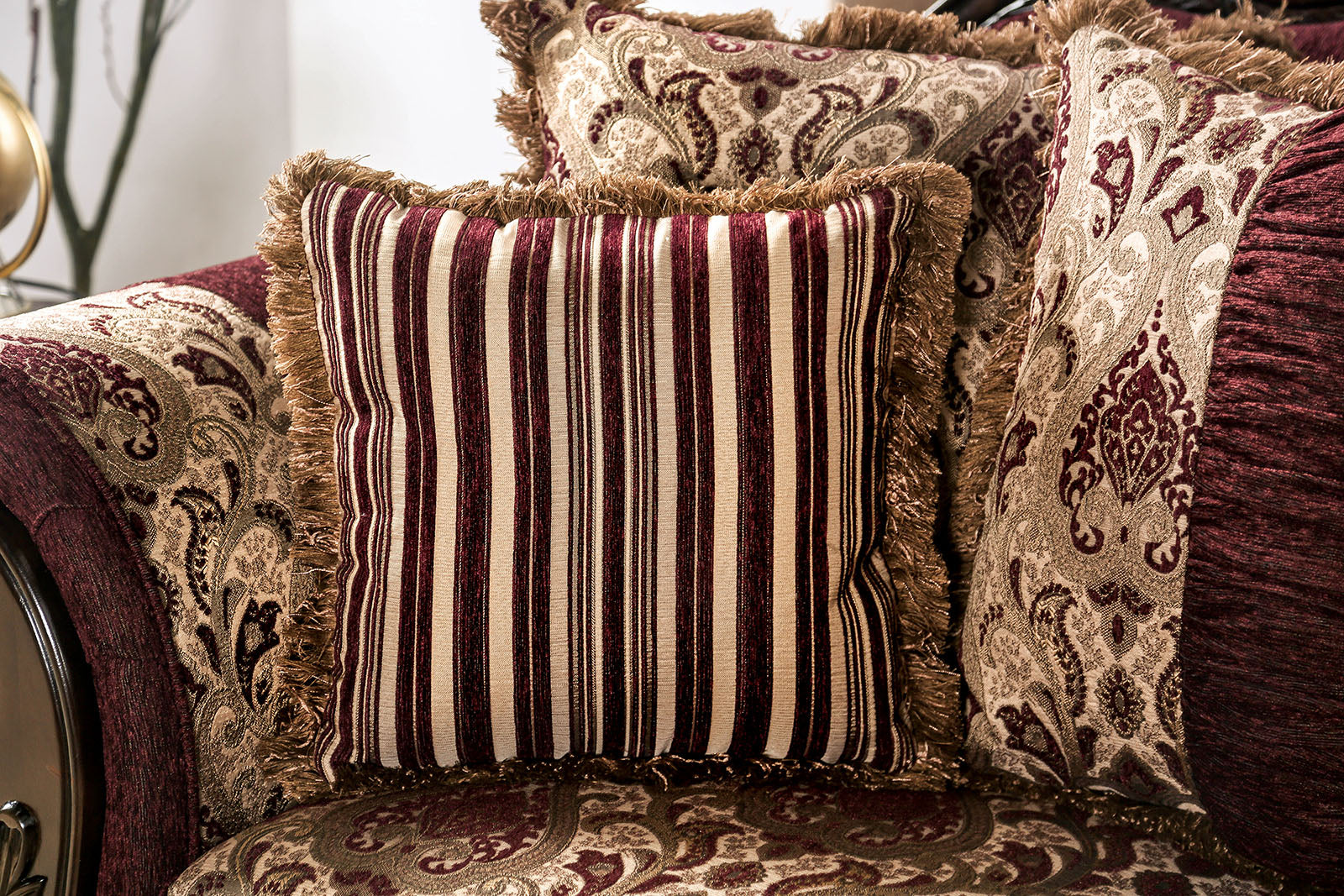 Matteo Burgundy/Brown Sofa & Loveseat