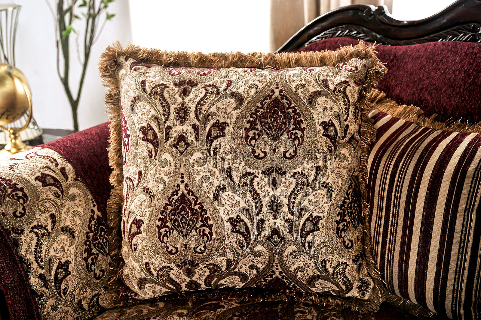 Matteo Burgundy/Brown Sofa