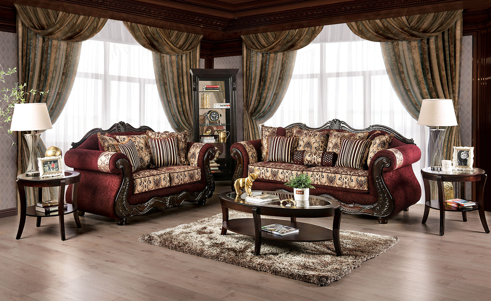 Matteo Burgundy/Brown Sofa
