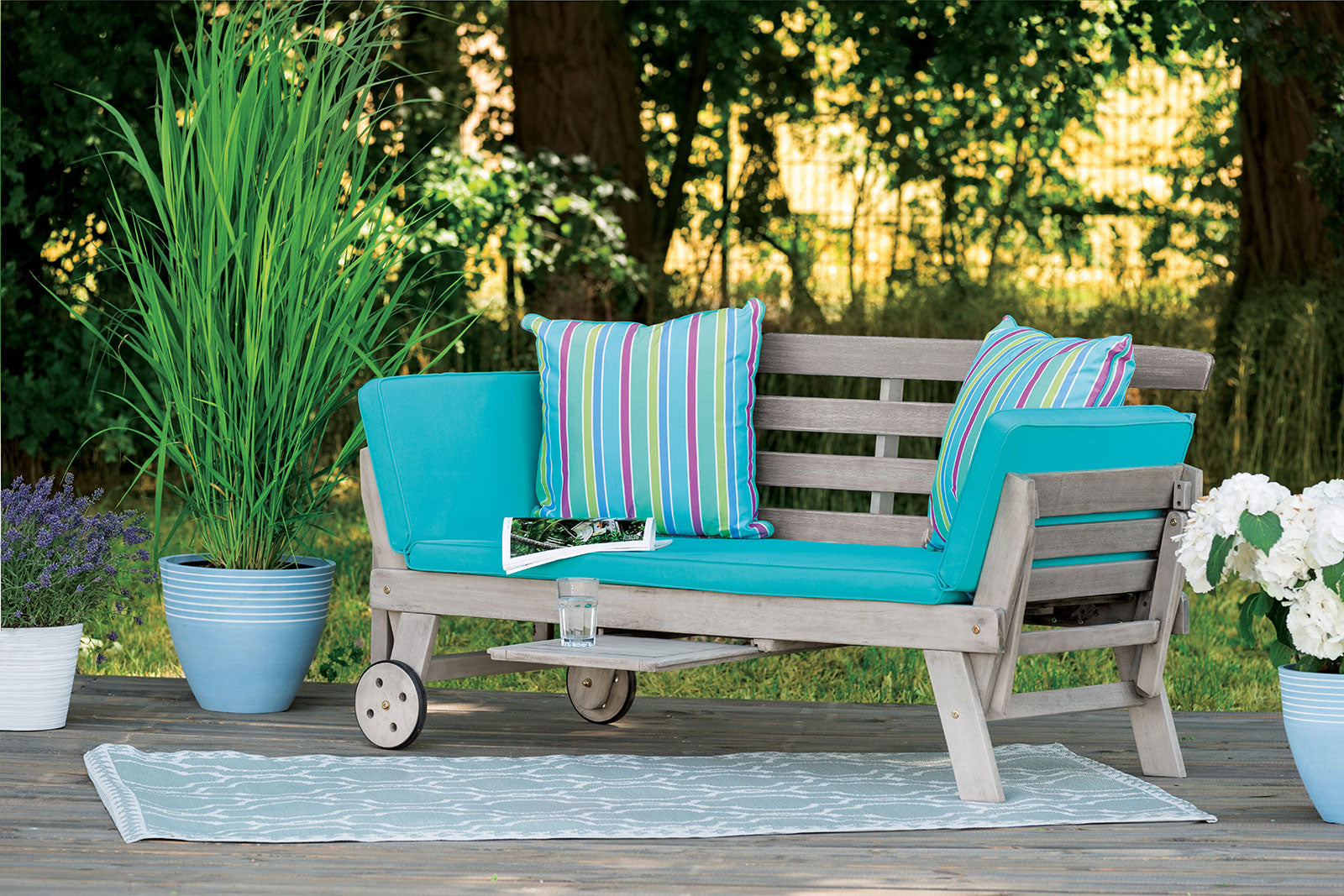 Maui Gray/Turquoise Outdoor Daybed