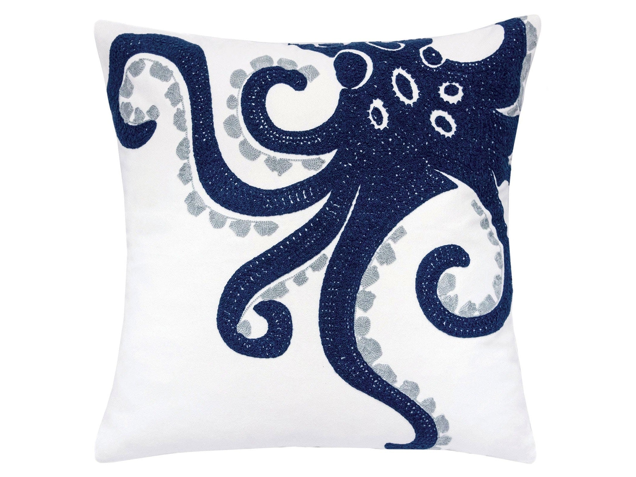 Maura White/Blue Pillow (Set of 2)