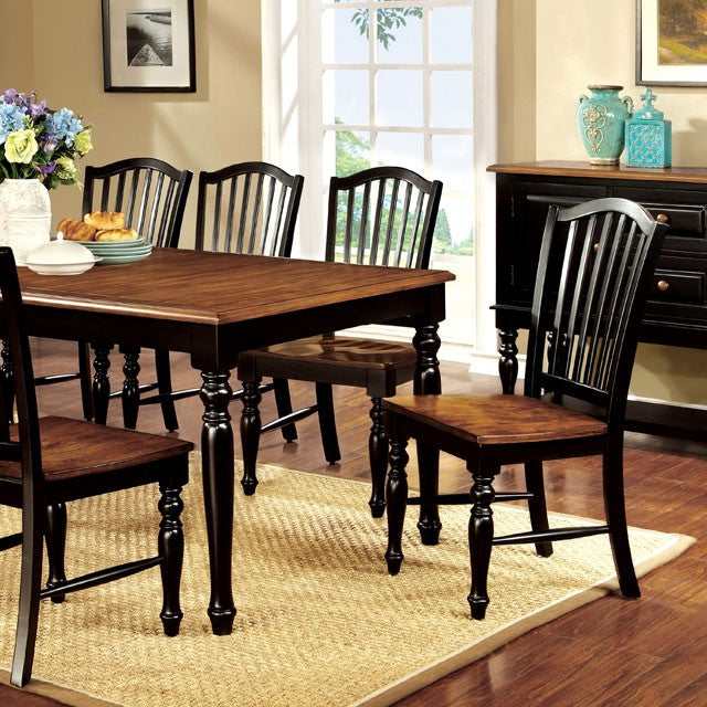 Mayville Black/Antique Oak Dining Table w/ 1 X 18" Leaf