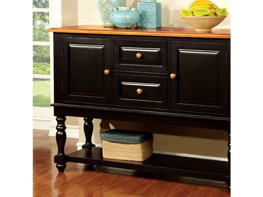 Mayville Black/Antique Oak Server