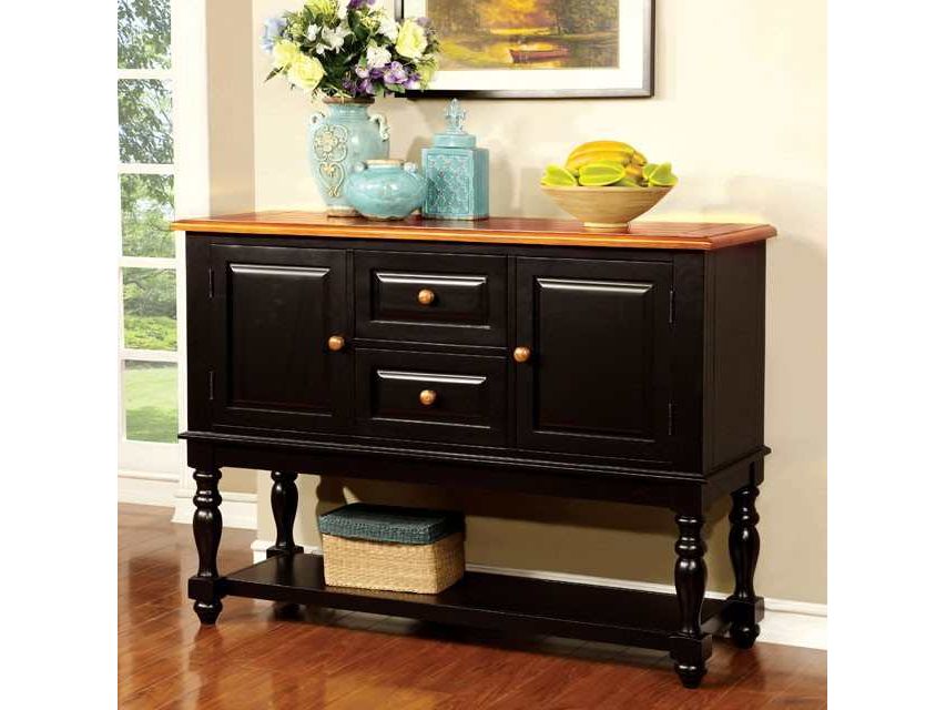 Mayville Black/Antique Oak Server