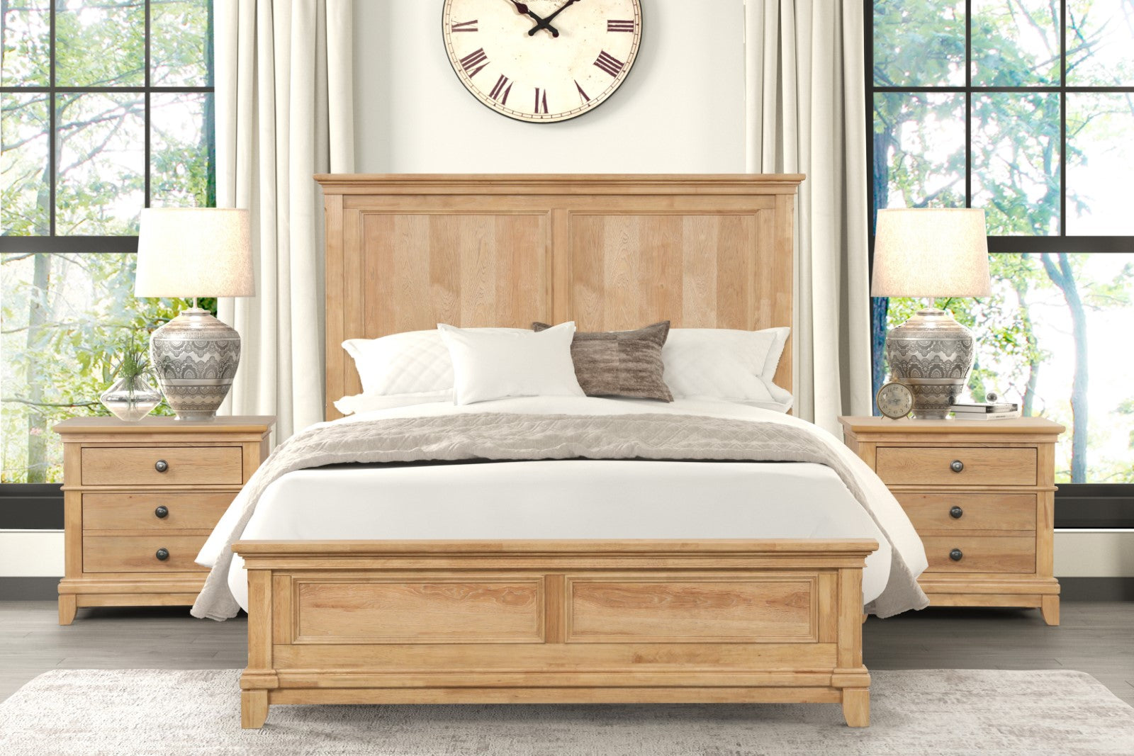 Mchenry Natural Oak Queen 5 Piece Bedroom Set w/2 Nightstands