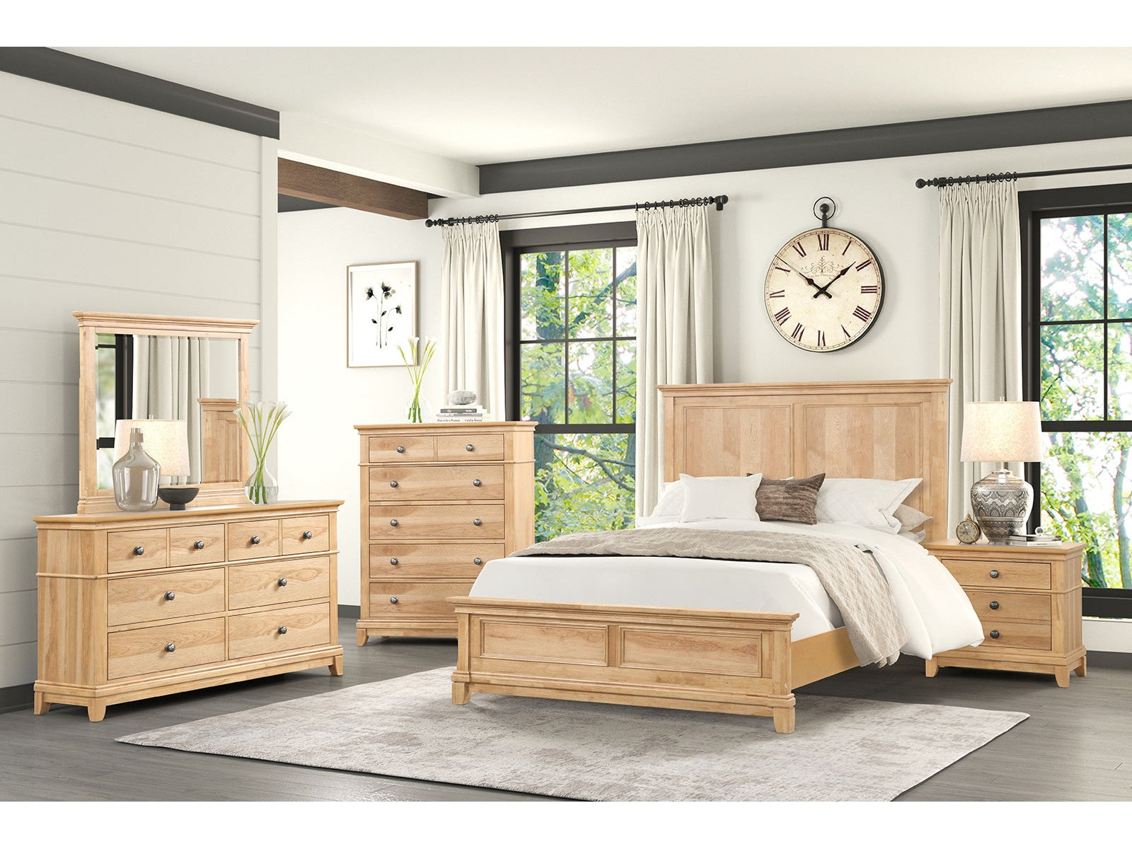 Mchenry Natural Oak Queen 5 Piece Bedroom Set w/Chest