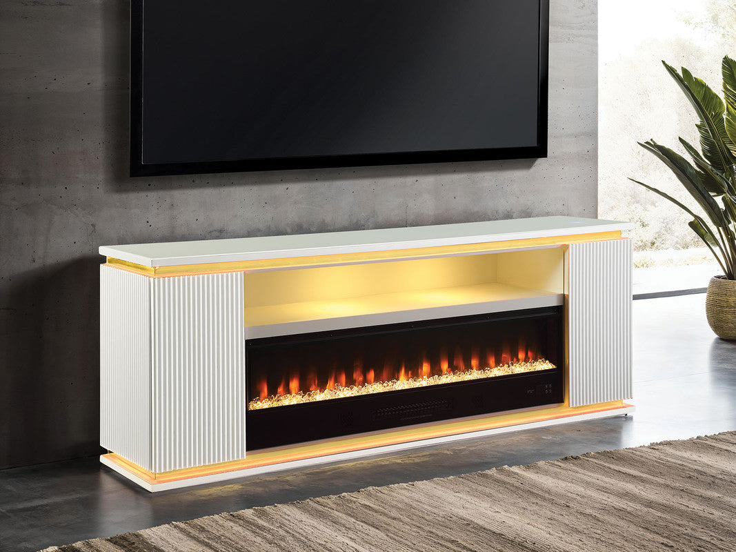 Medea White 71" TV Stand w/ Electric Fireplace