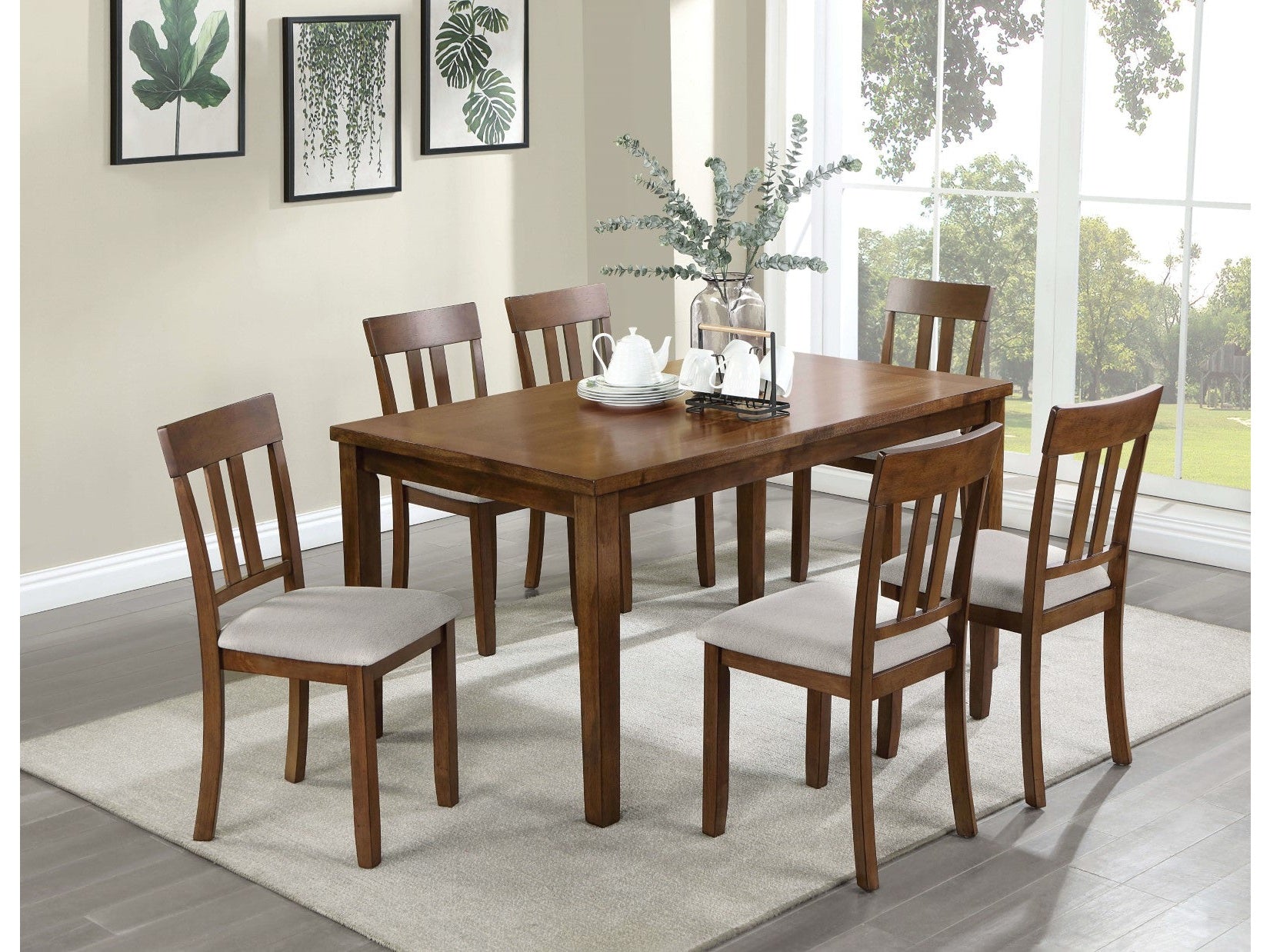 Medford Walnut/Beige 7 Pc. Dining Room Set