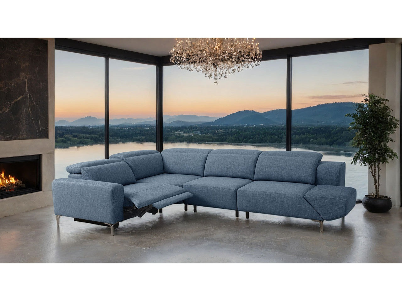 Melancton Blue Power Sectional