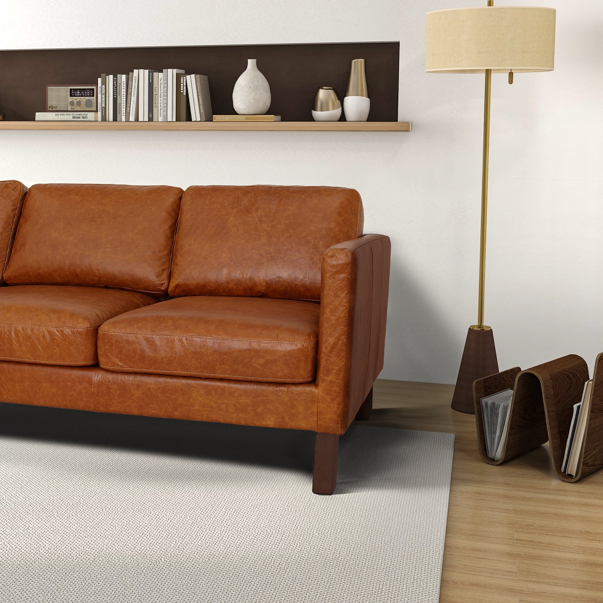 Memphis Waxy Cognac Leather Sofa