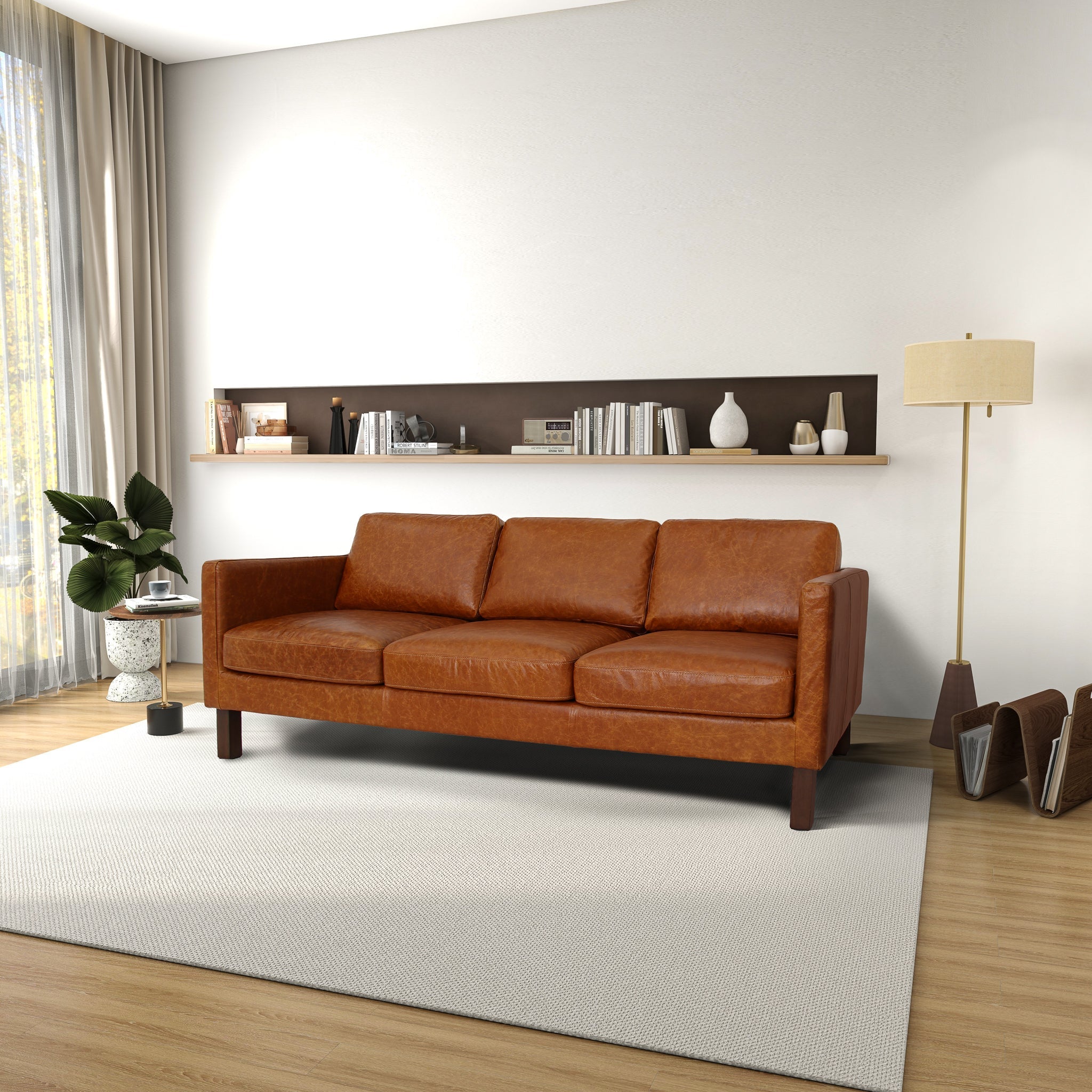 Memphis Waxy Cognac Leather Sofa