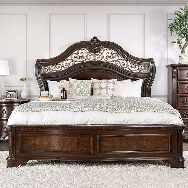 Menodora Brown Cherry California King Bed