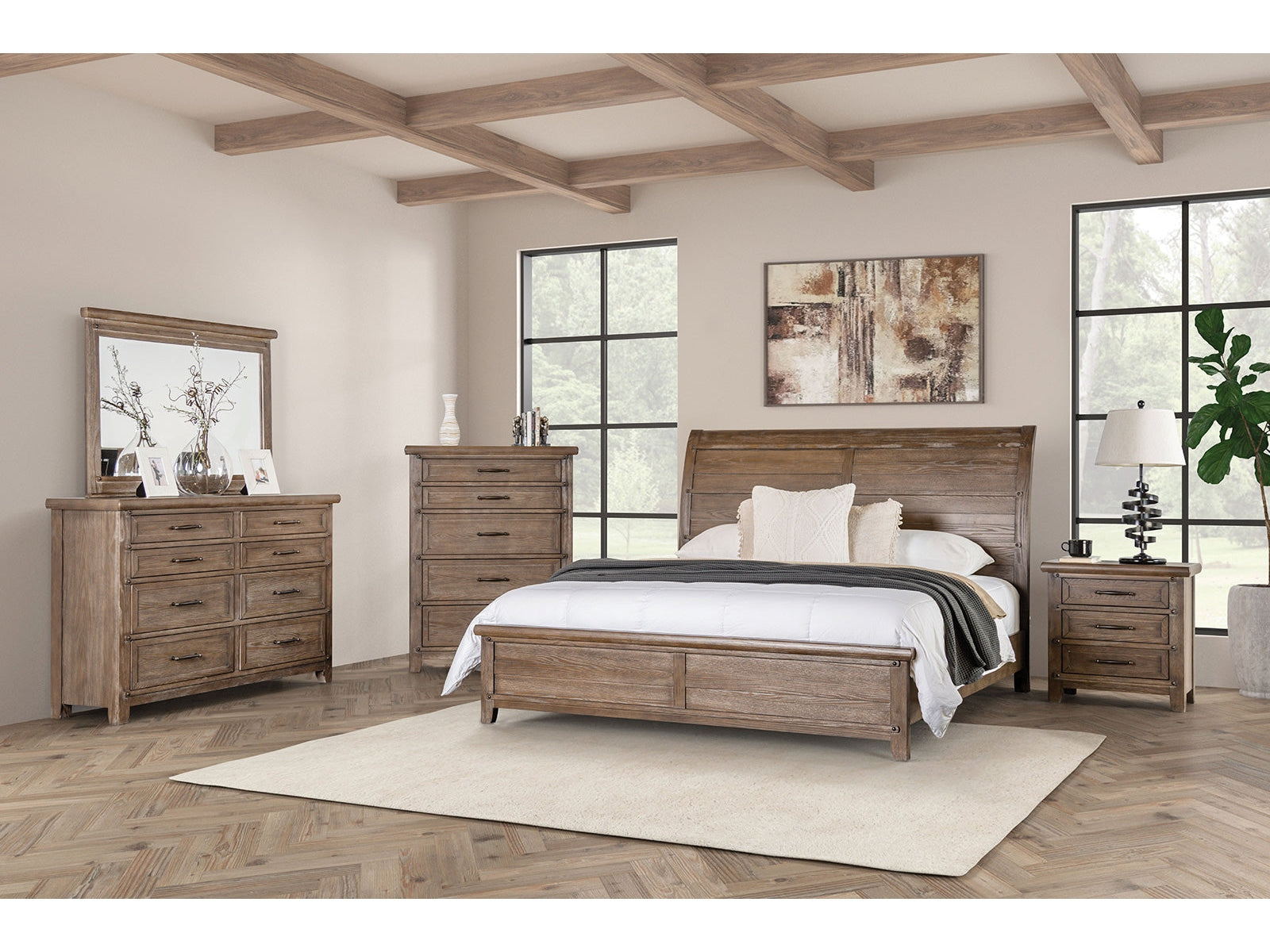 Merthyr Brown 5 Pc. Queen Bedroom Set w/ 2NS