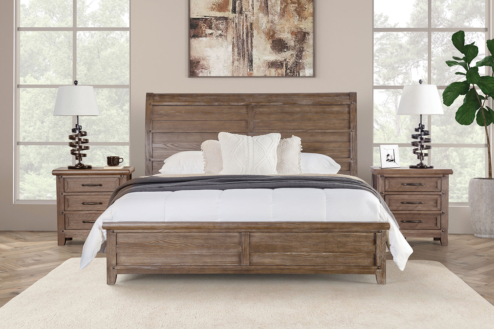 Merthyr Brown 5 Pc. Queen Bedroom Set w/ 2NS