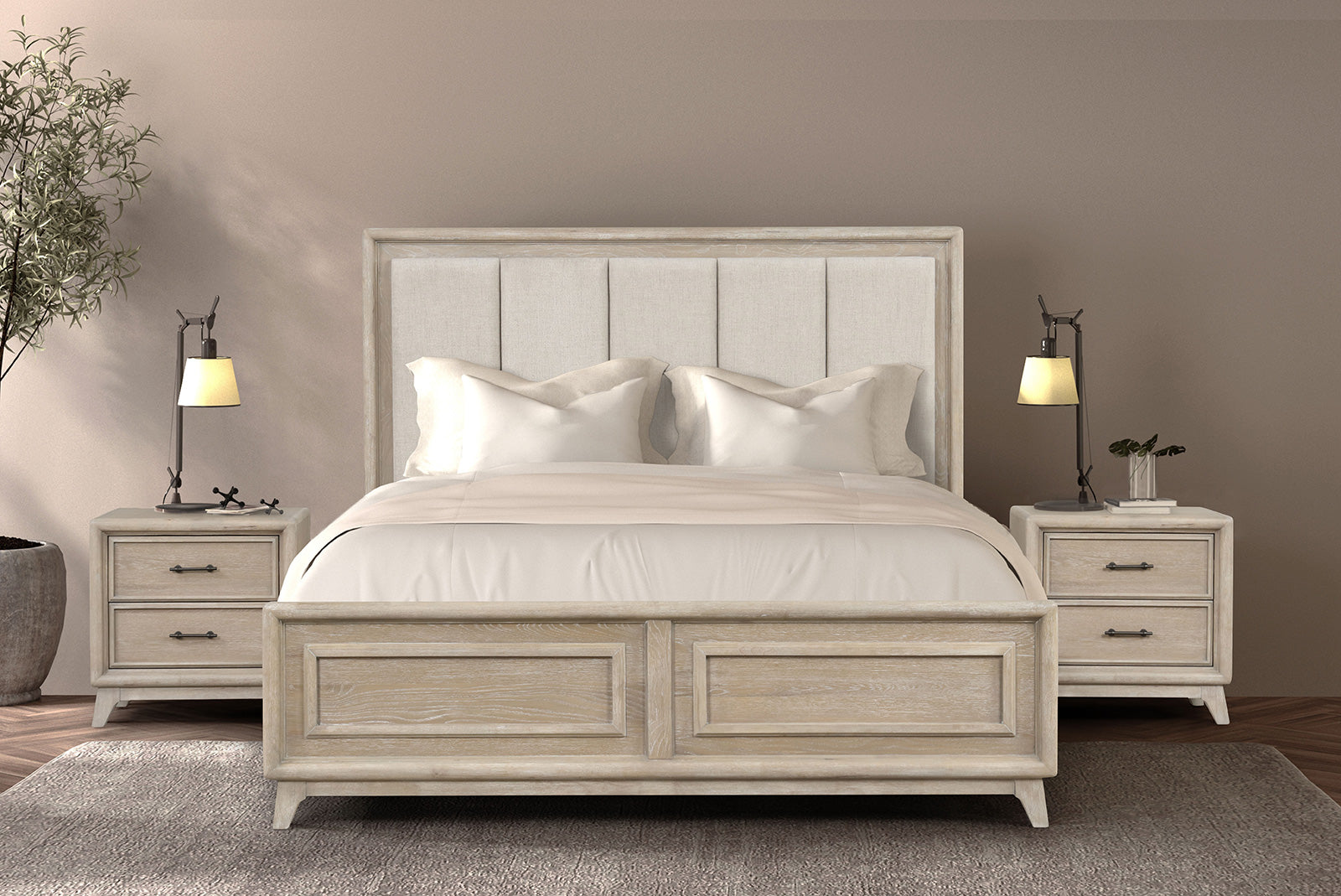 Midhurst Oak Queen 5 Piece Bedroom Set w/2 Nightstands