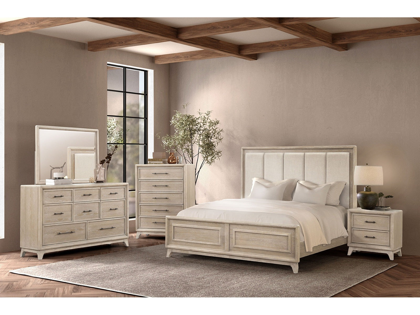 Midhurst Oak Queen 5 Piece Bedroom Set w/Chest