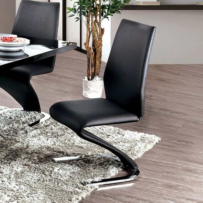Midvale Black & Chrome Dining Room Set / 7pc