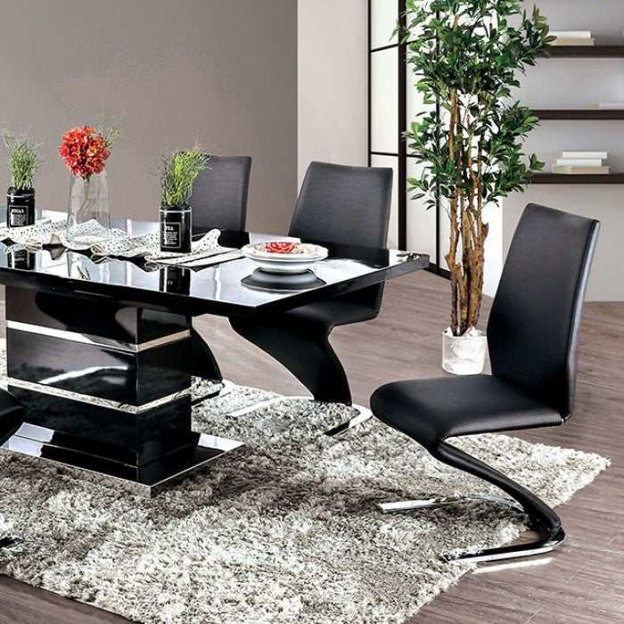 Midvale Black & Chrome Dining Room Set / 7pc