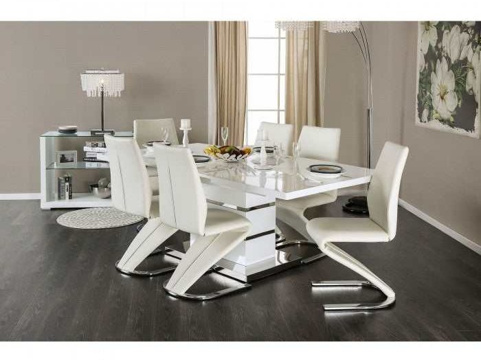 Midvale White & Chrome Dining Room Set / 7pc