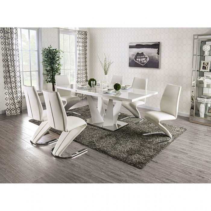 Midvale White & Chrome Dining Room Set / 7pc