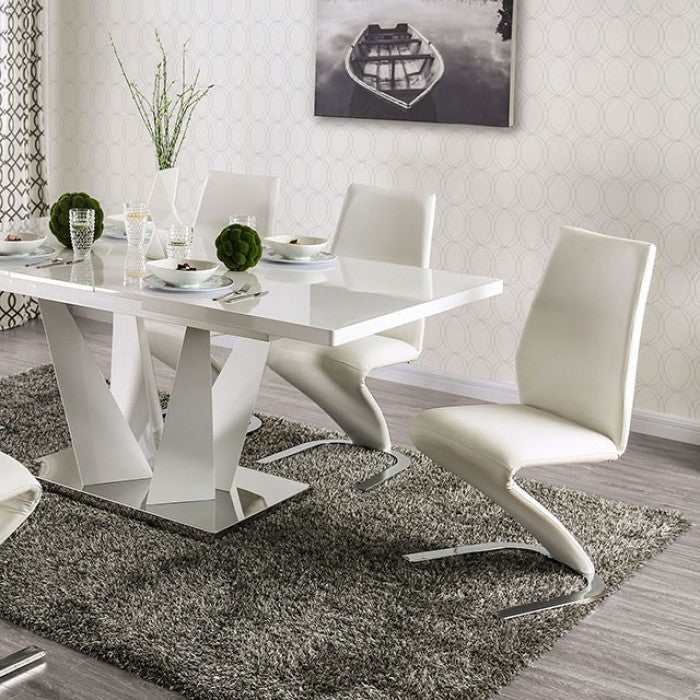 Midvale White & Chrome Dining Room Set / 7pc