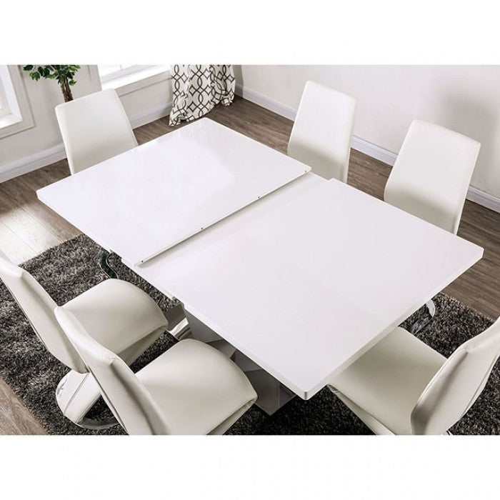 Midvale White & Chrome Dining Room Set / 7pc