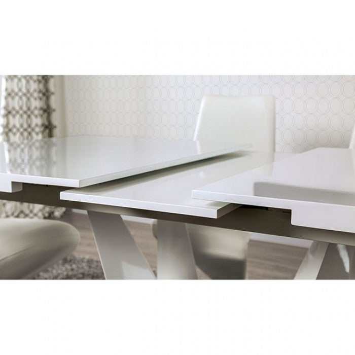 Midvale White & Chrome Dining Room Set / 7pc
