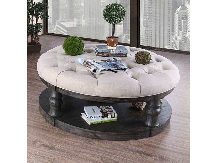 Mika Antique Gray Coffee Table w/ Cushion Top
