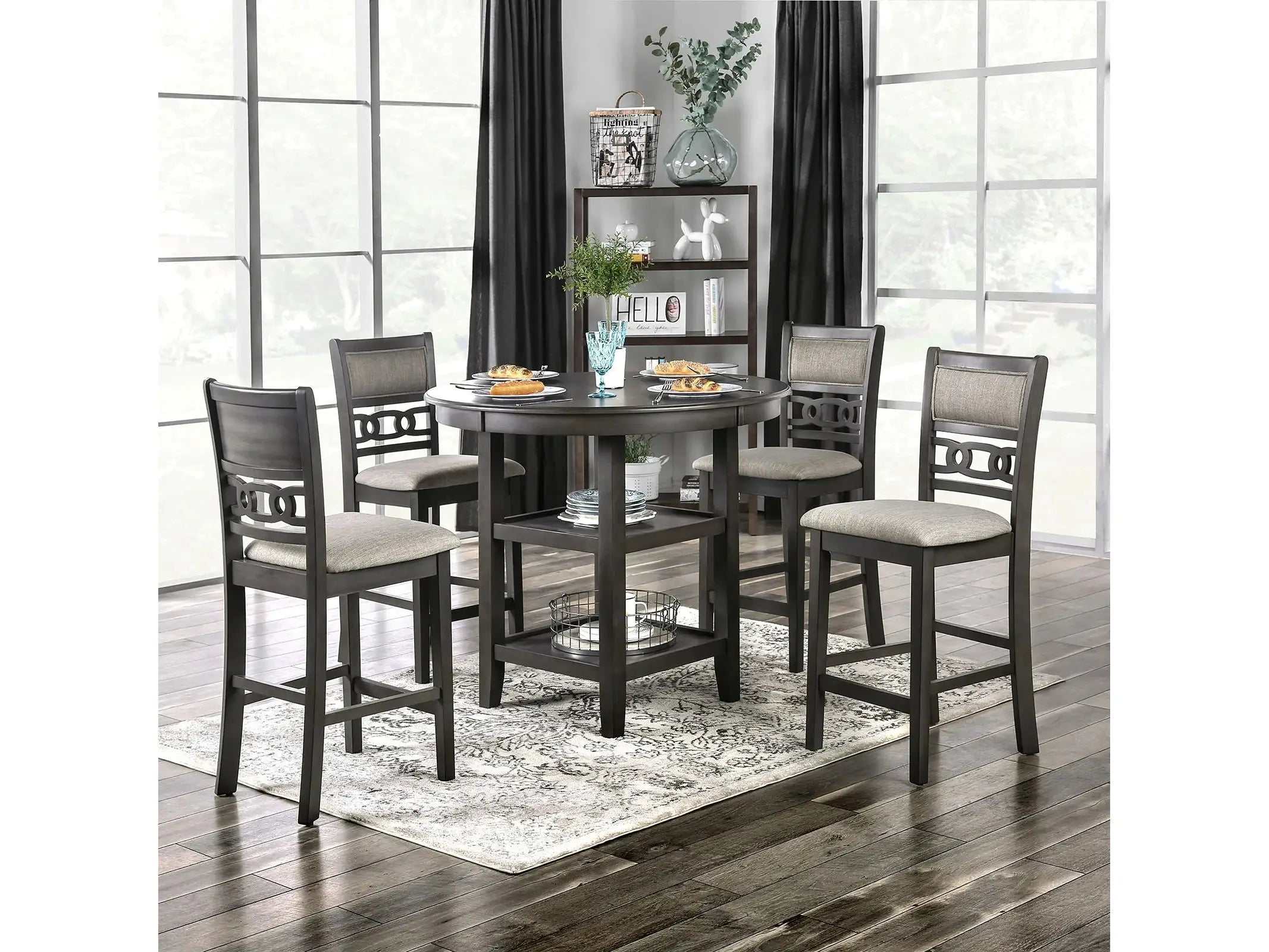 Milly Gray 5pc Counter Height Dining Room Set