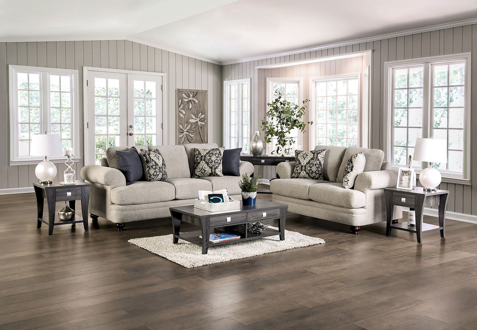 Miramar Beige/Charcoal Loveseat