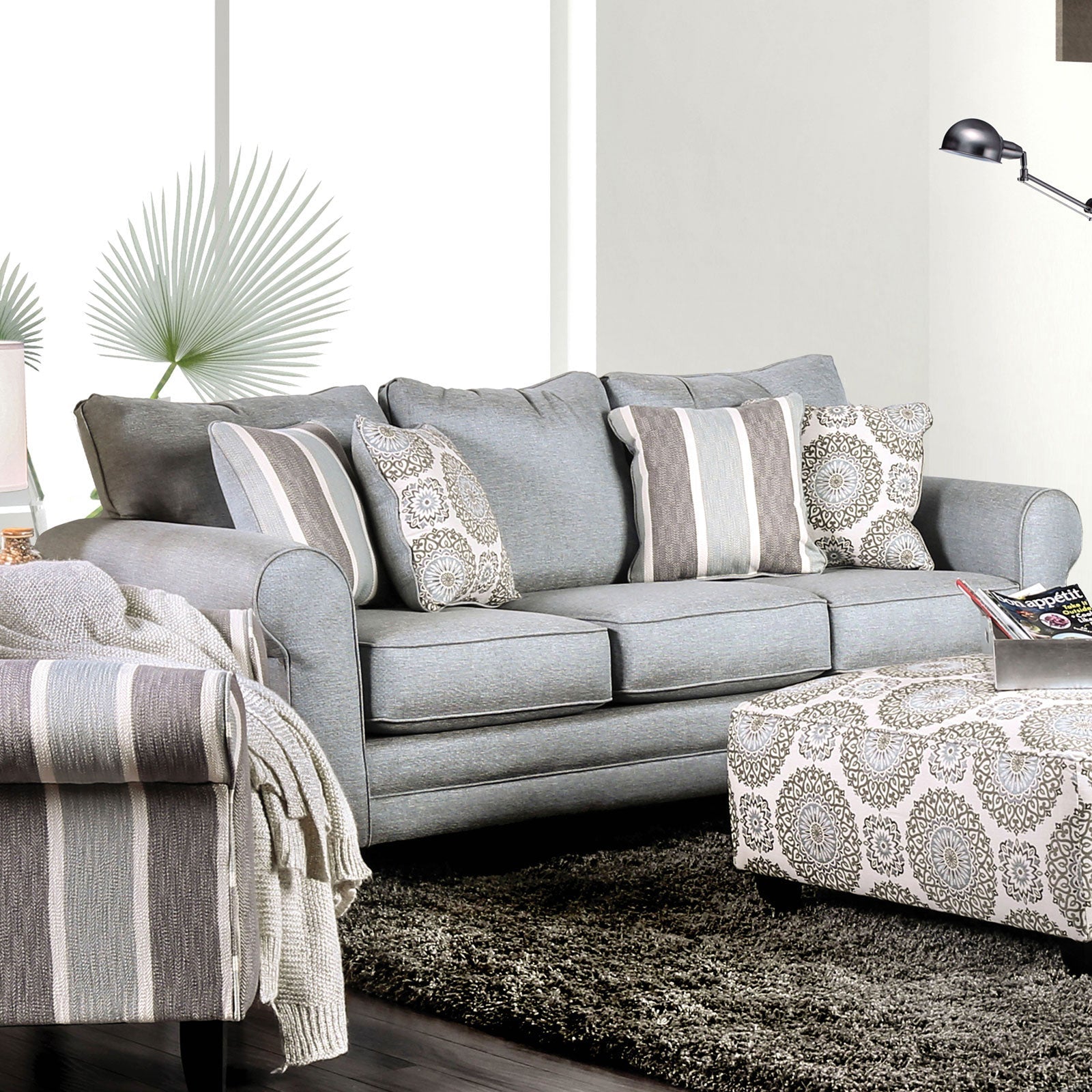 Misty Blue Gray Sofa & Loveseat