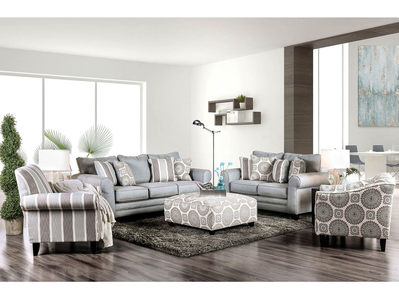 Misty Blue Gray Sofa & Loveseat