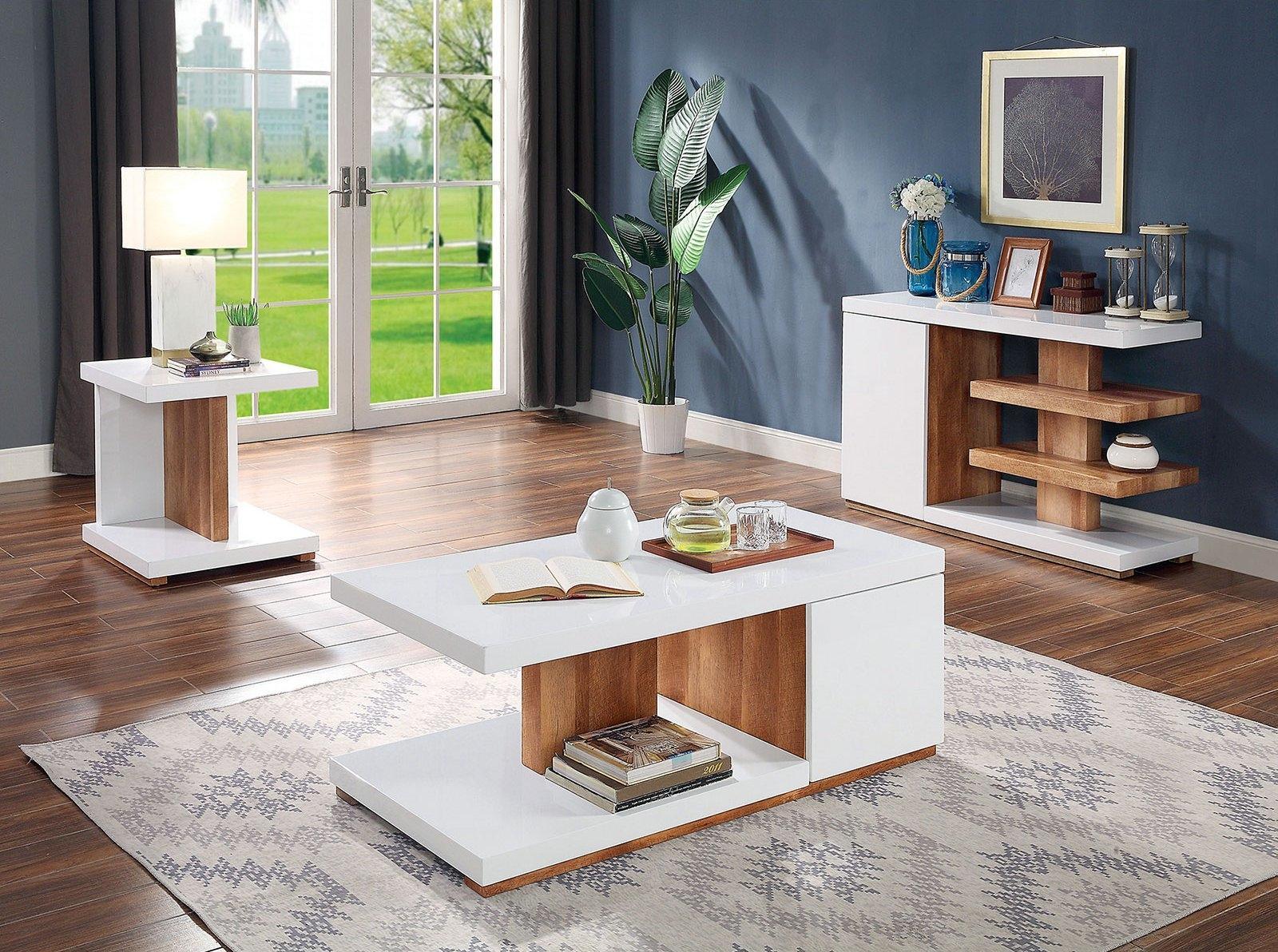 Moa White & Natural End Table
