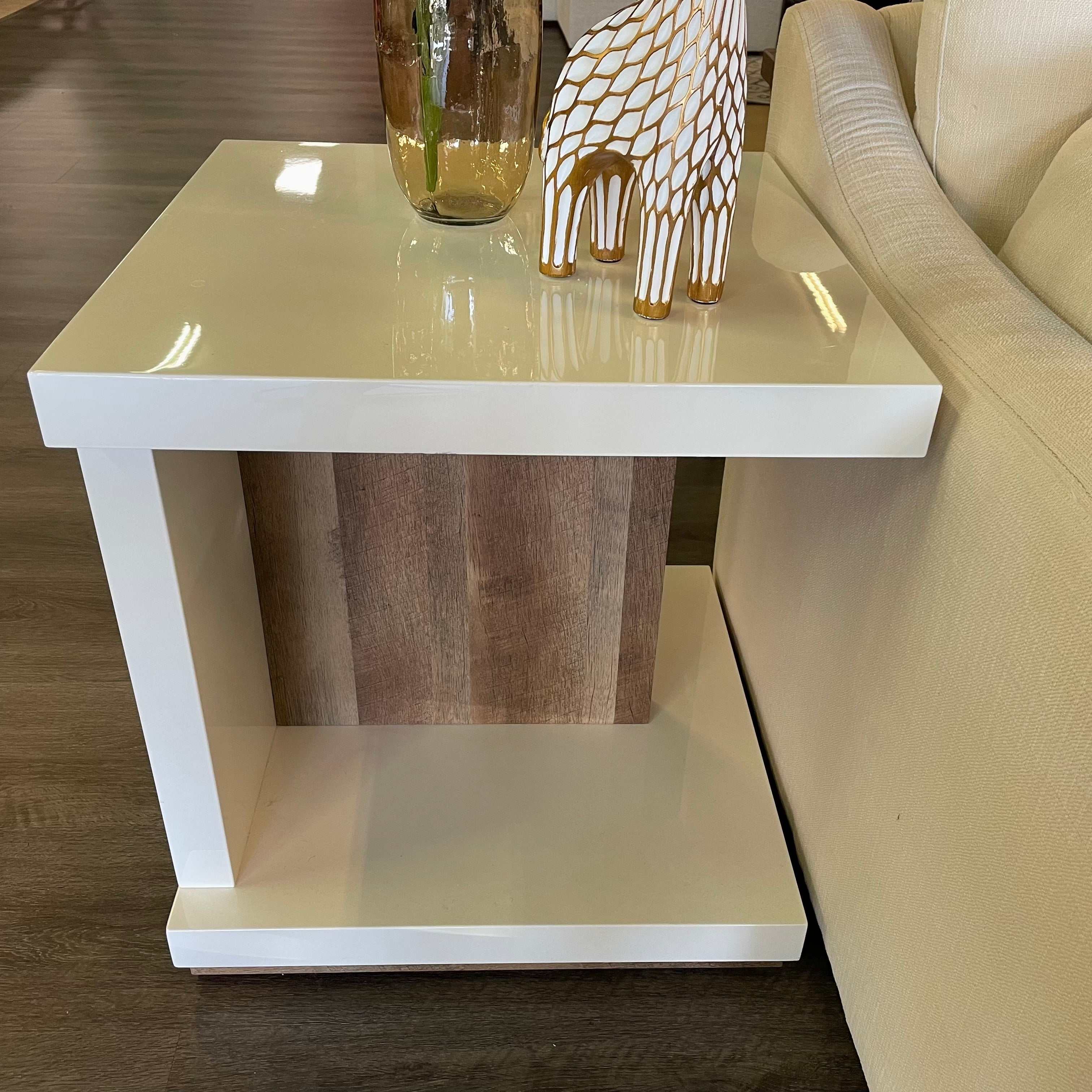 Moa White & Natural End Table