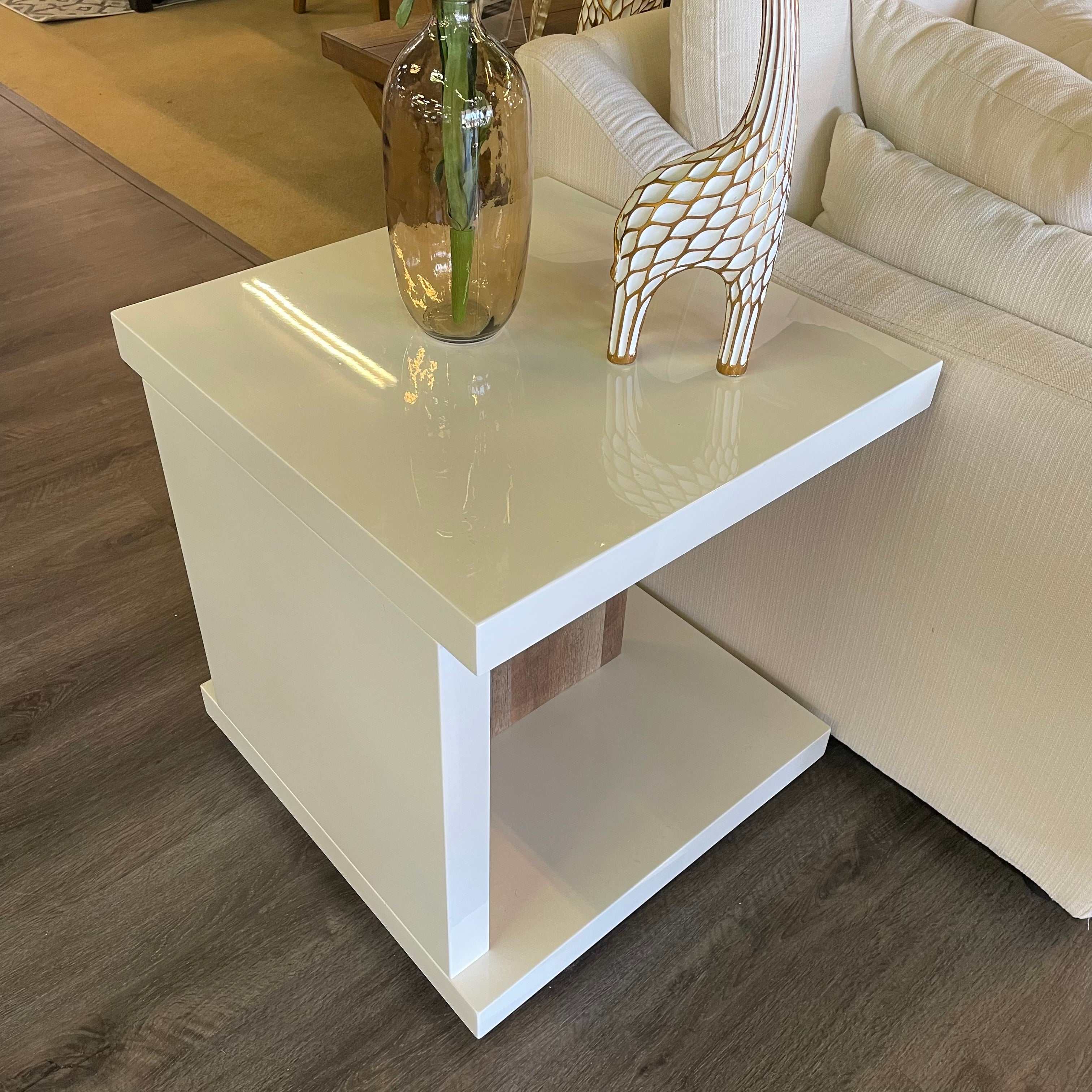 Moa White & Natural End Table