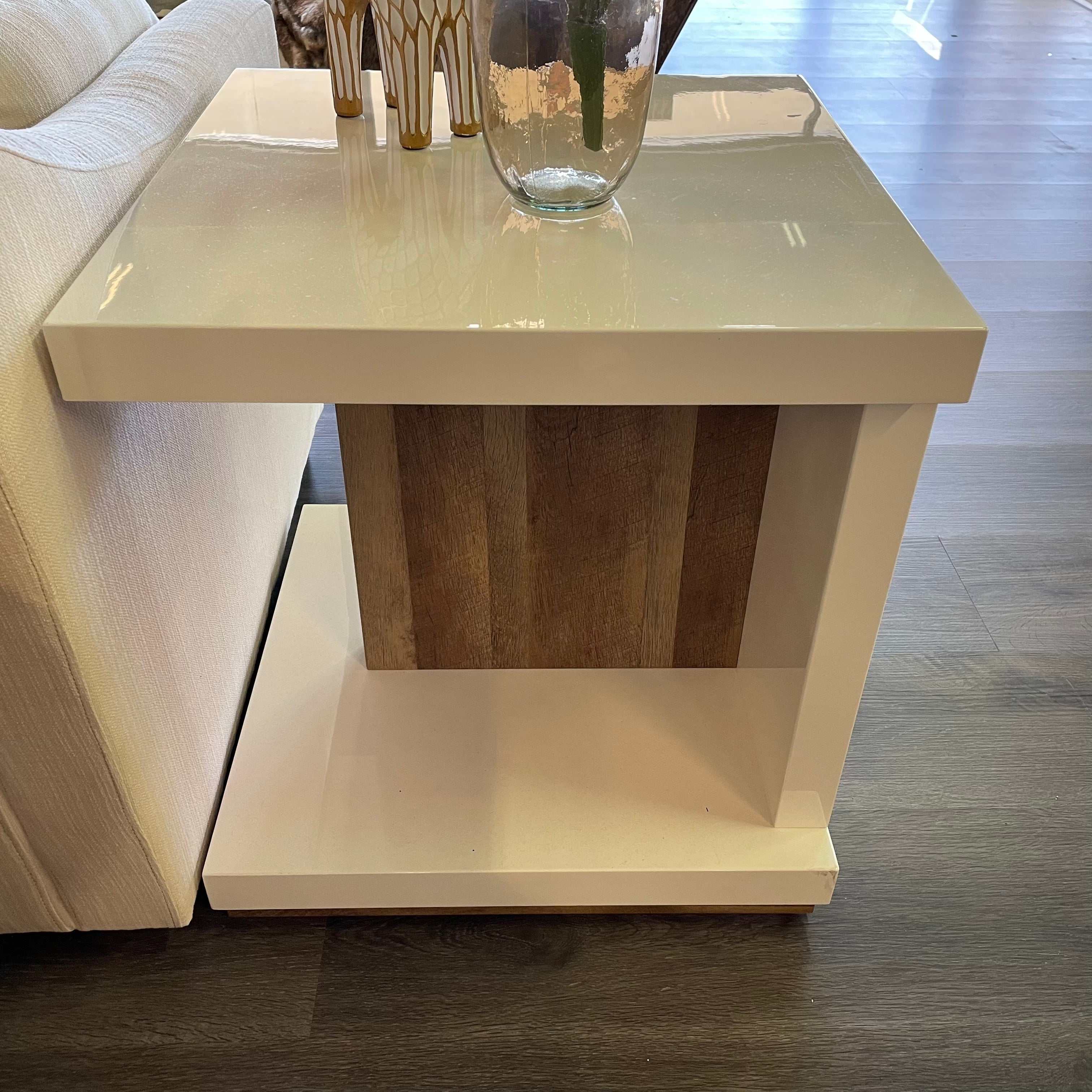 Moa White & Natural End Table