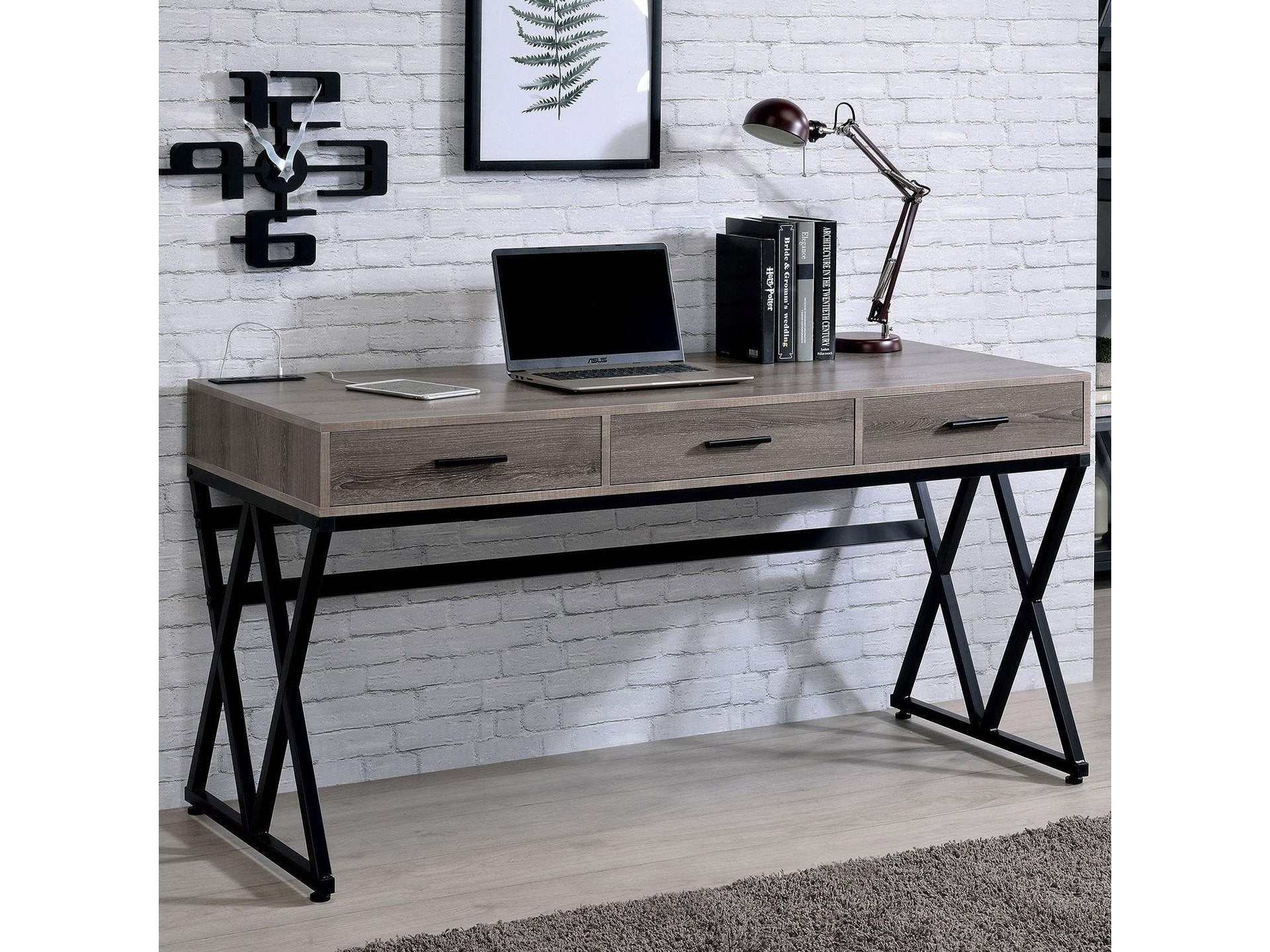 Moers Gray & Sand Black Desk
