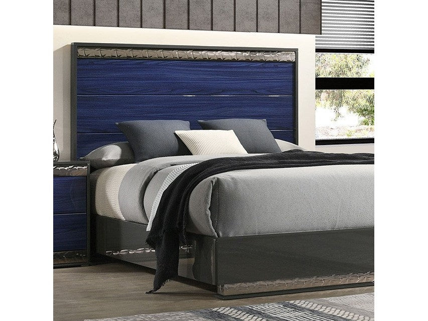 Morcote Ash Gray/Indigo Blue Queen Bed