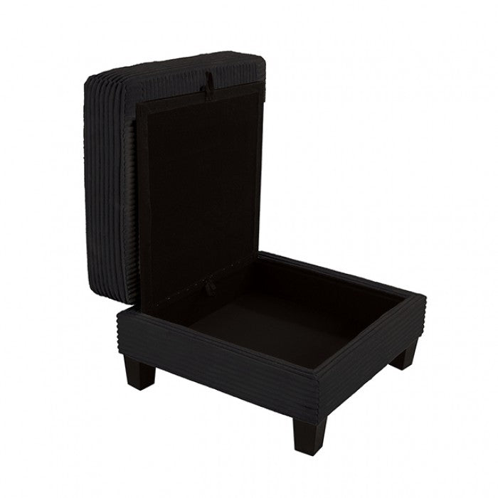 Moretaine Black Corduroy Storage Ottoman