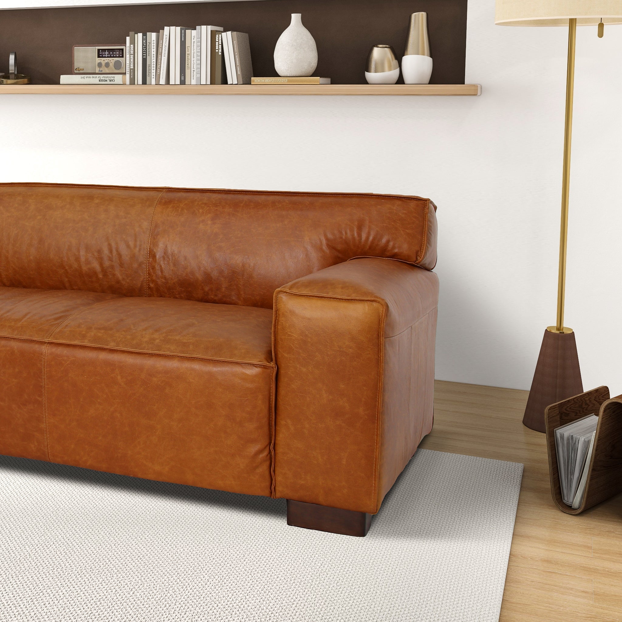 Morgan Waxy Cognac Leather Sofa