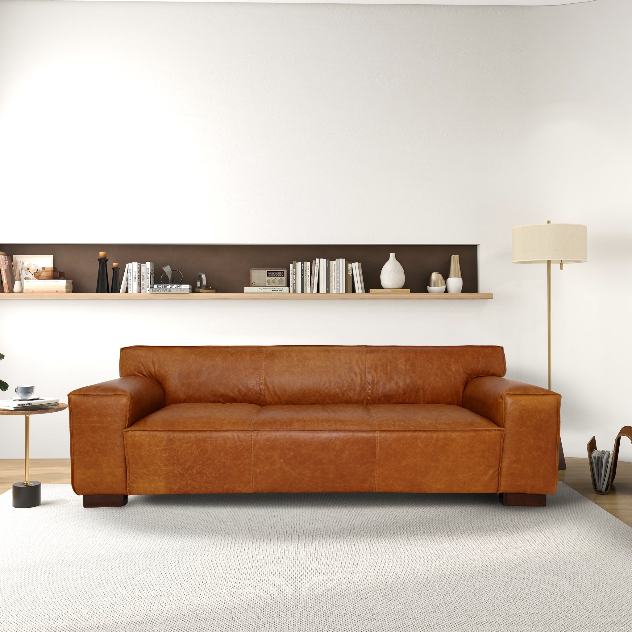 Morgan Waxy Cognac Leather Sofa