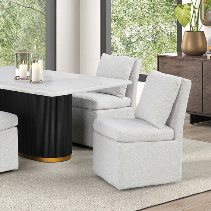 Morges Black/White 5 Piece Dining Set with 4 Square Chairs